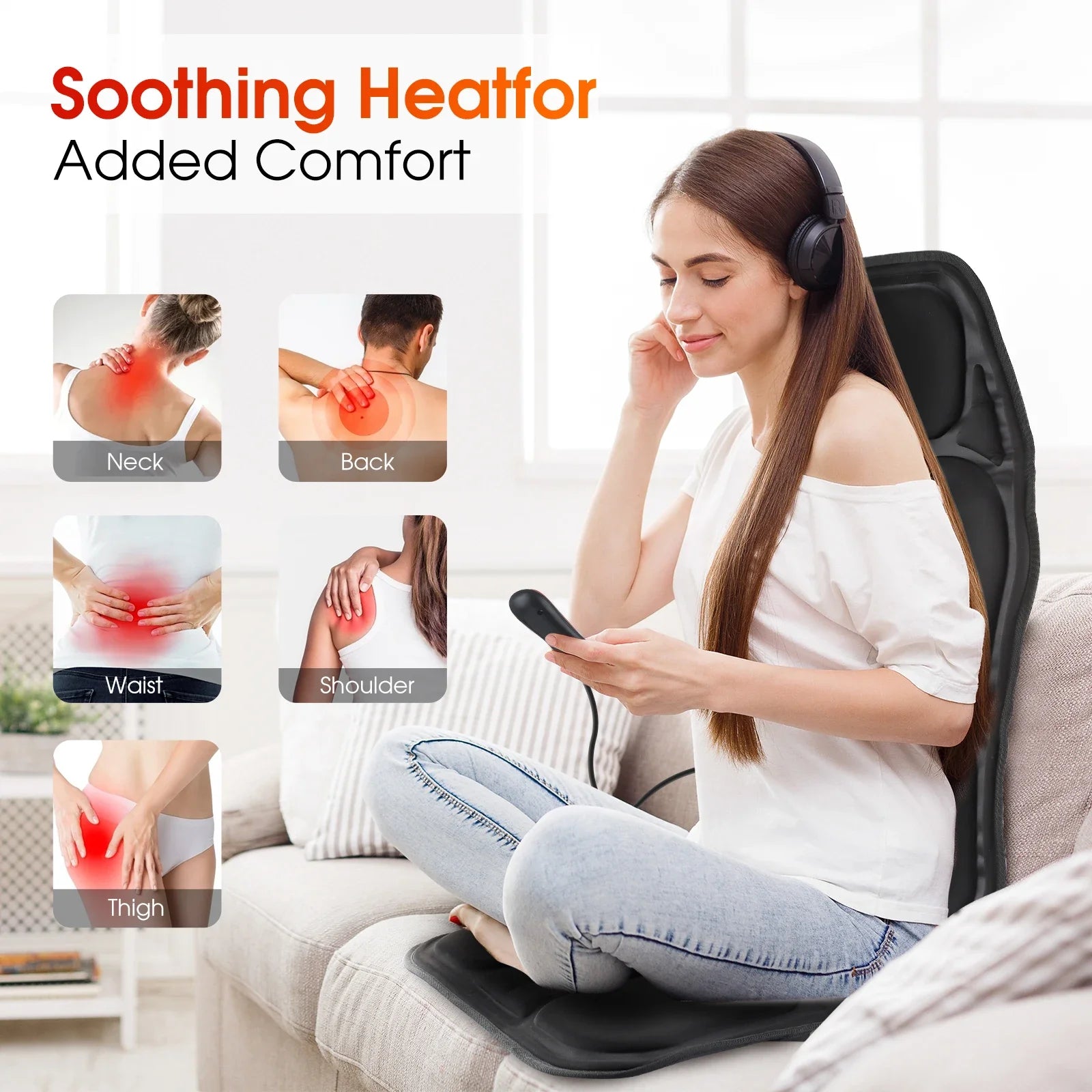 ComfortEase | Electric Back Massager Cushion with Infrared Heating | Versatile Massage for Home and Car 2