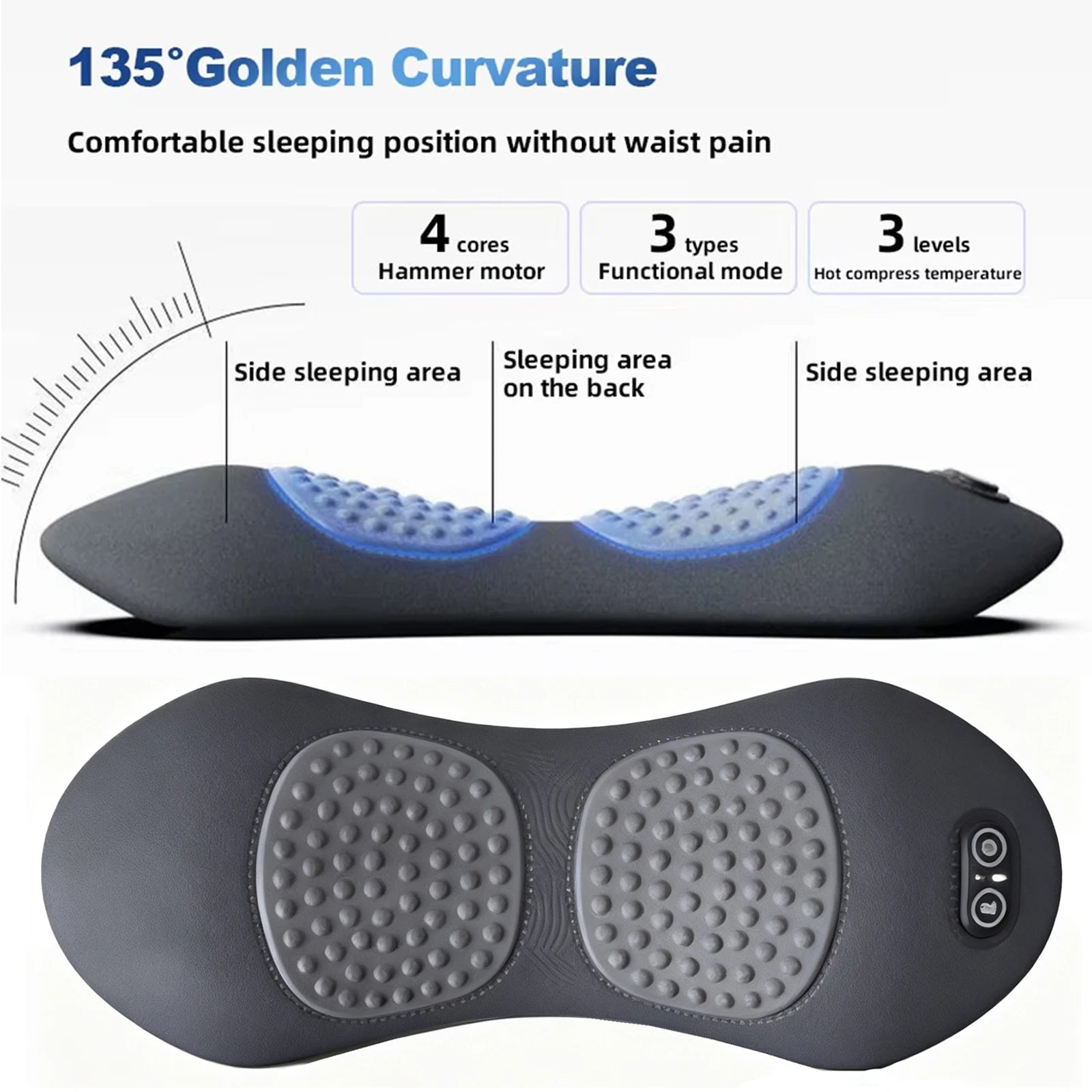 ComfortEase | Electric Lumbar Support Pillow with Heating & Vibration | Ergonomic Design for Back Pain Relief 4