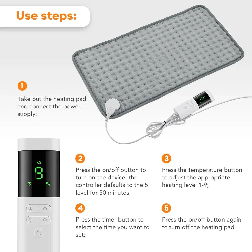 Comfort Heat | Electric Heating Massage Pad with 9 Temperature Levels | Soothing Relief for Legs and Body 4
