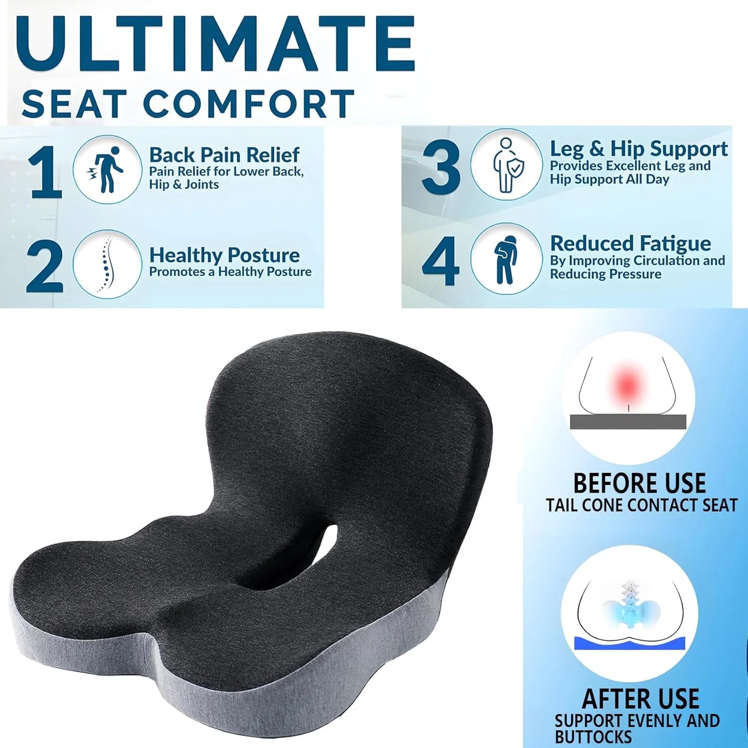 Memory Foam Lumbar Cushion with Ergonomic Design