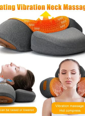 Electric Neck Massager Pillow with Heat & Vibration | Orthopedic Support for Pain Relief 0