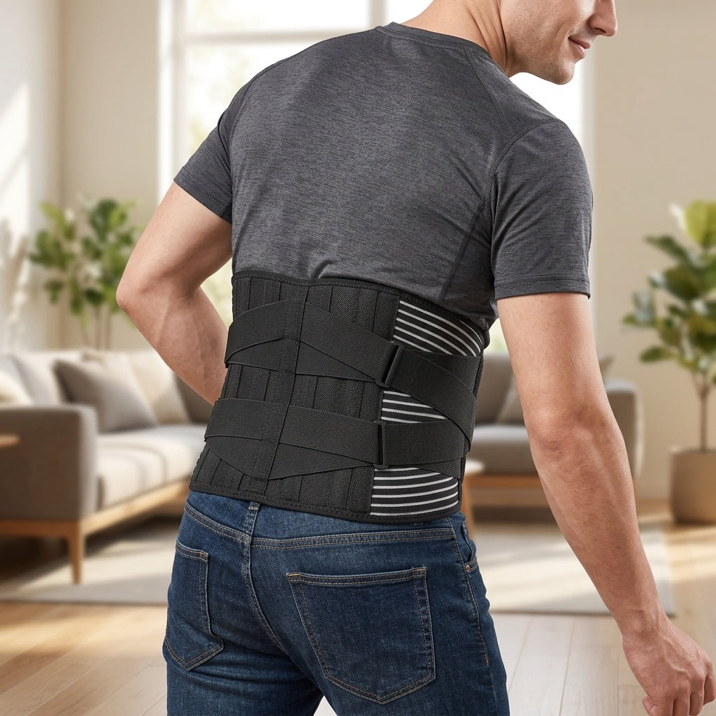 Lumbar Support Brace | Anti-Skid Back Support Belt with 6 Stays | Breathable Design for Pain Relief 12