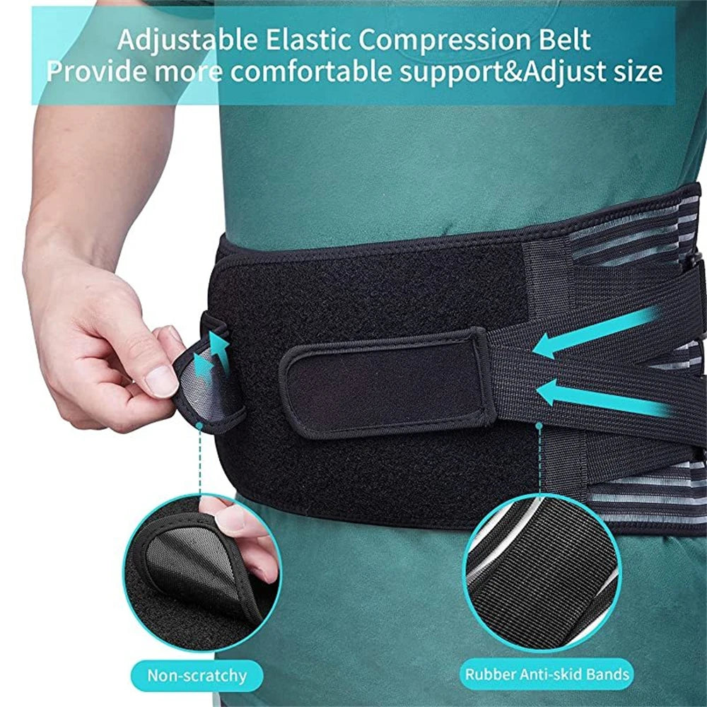 Lumbar Support Brace | Anti-Skid Back Support Belt with 6 Stays | Breathable Design for Pain Relief 4