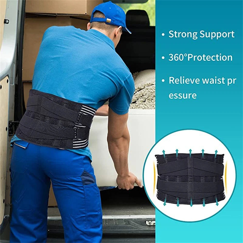 Lumbar Support Brace | Anti-Skid Back Support Belt with 6 Stays | Breathable Design for Pain Relief 5