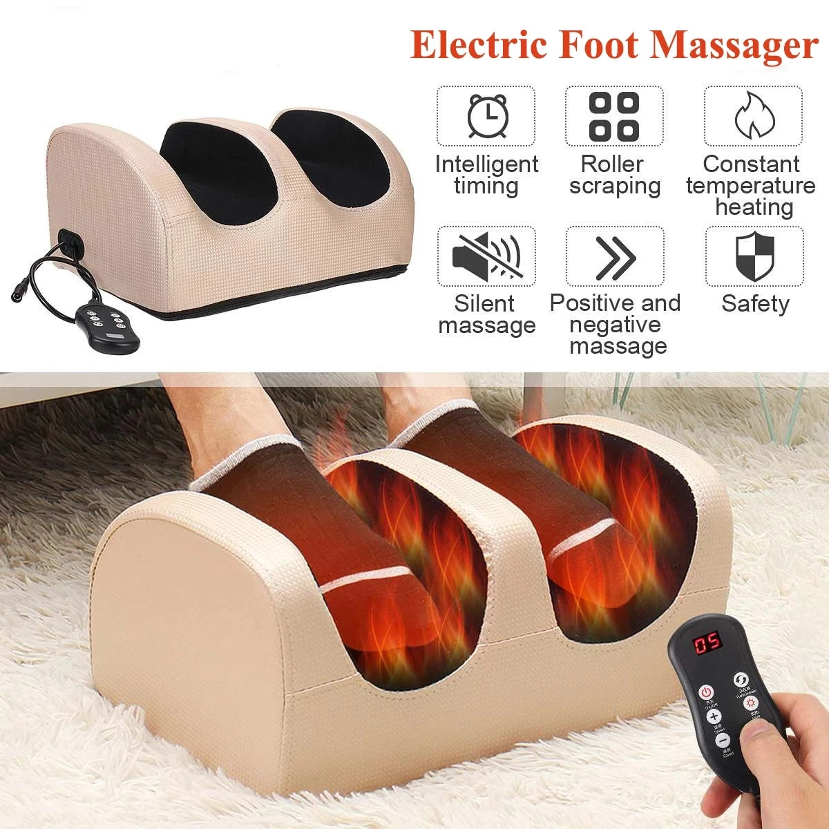 Relaxation Haven | Electric Foot Massager with Heat & Vibration | Soothing Relief for Tired Feet 5