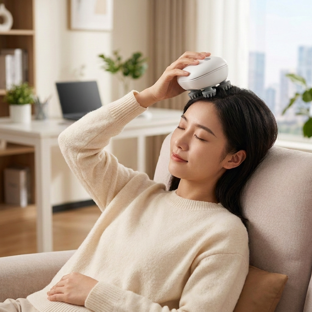 Relaxation Haven | Electric Scalp Massager with 4 Kneading Heads | Scalp Stimulator for Hair Growth and Relaxation 12