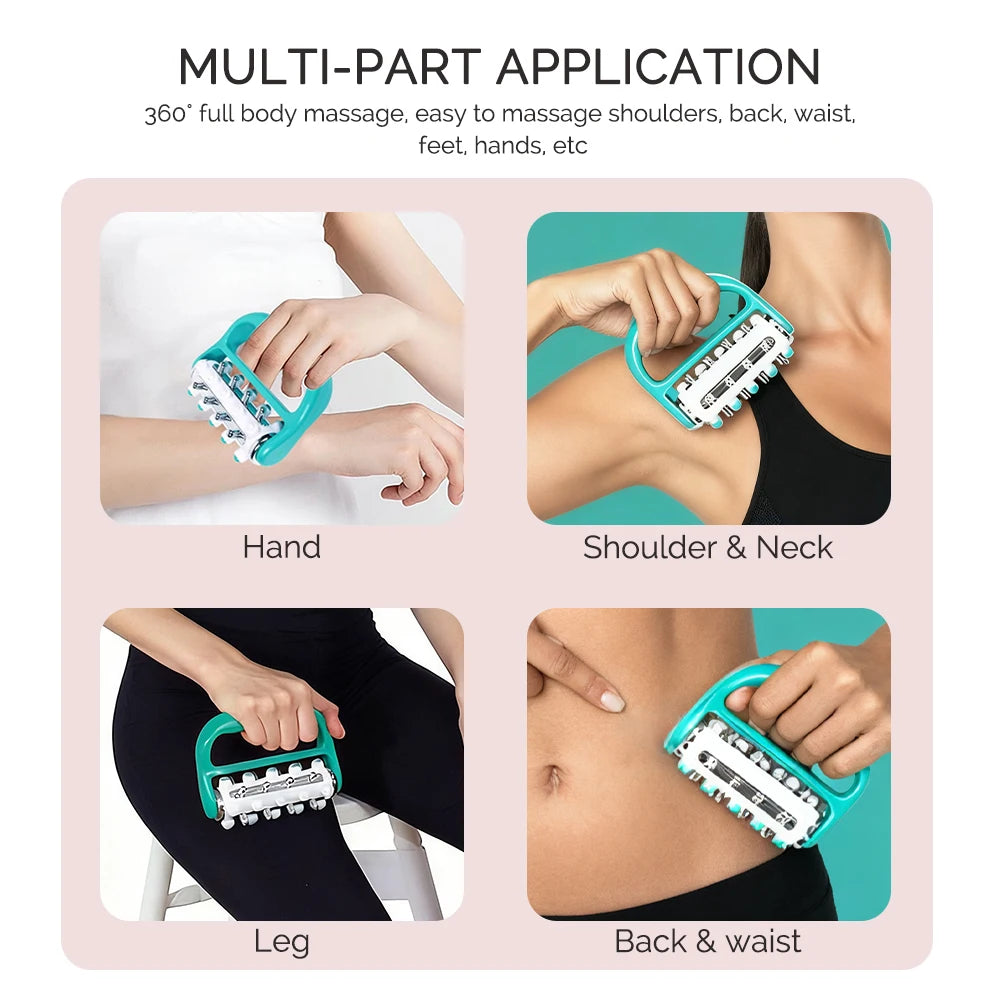 Versatile Handheld Massager | 360° Rotating Roller for Full Body Relief