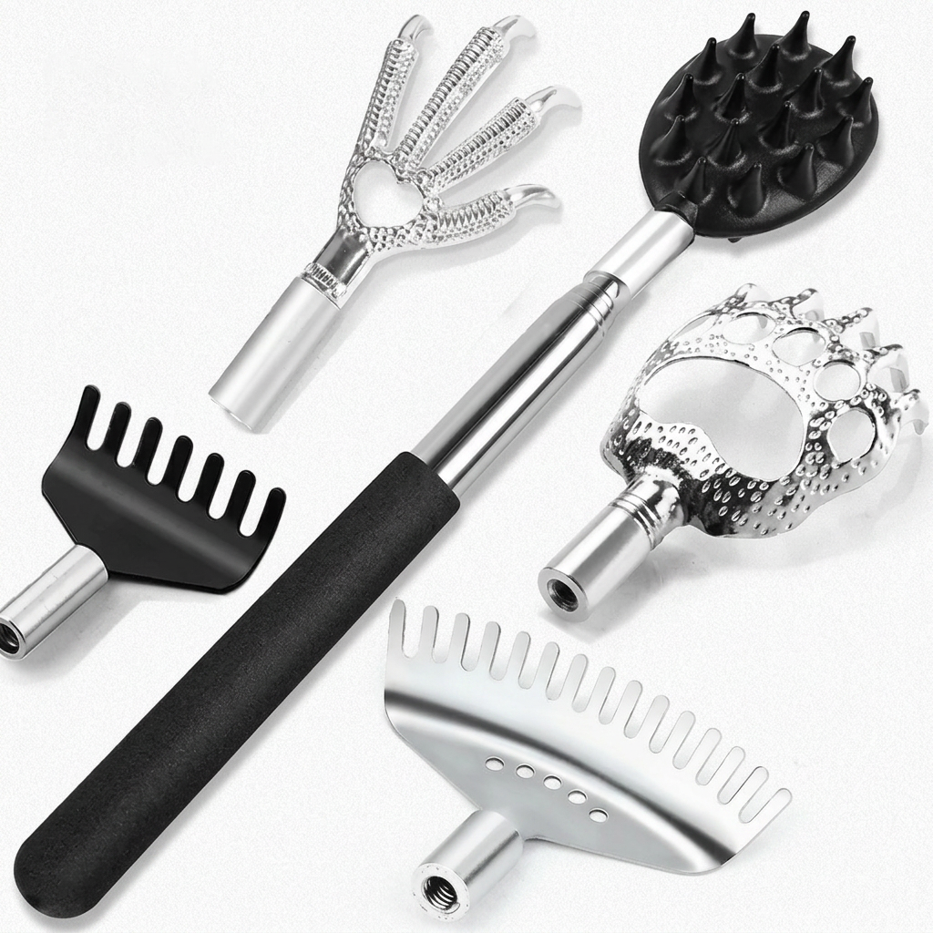 Extendable Back Scratcher with 5 Detachable Heads