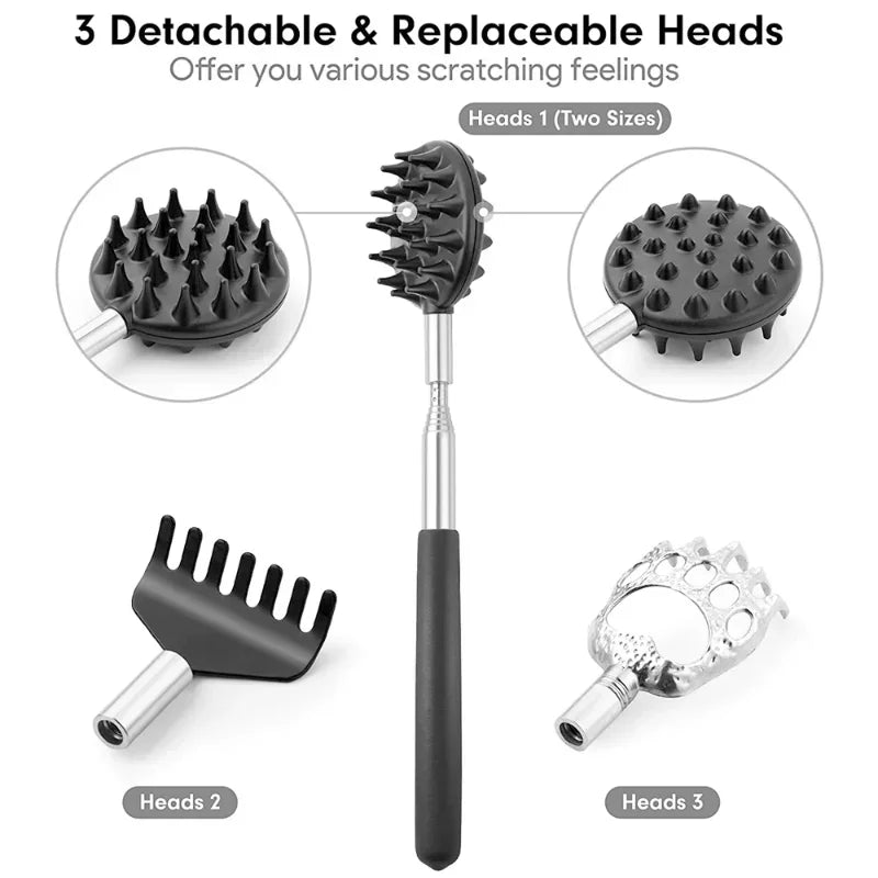 Extendable Back Scratcher with 5 Detachable Heads